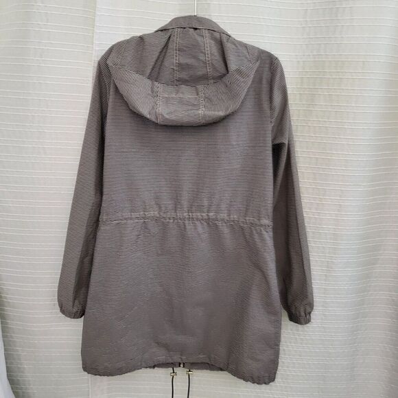 TOMMY HILFIGER Lightweight WindBreaker Brown/Cream Pinstripe Jacket Women's S - Picture 6 of 12